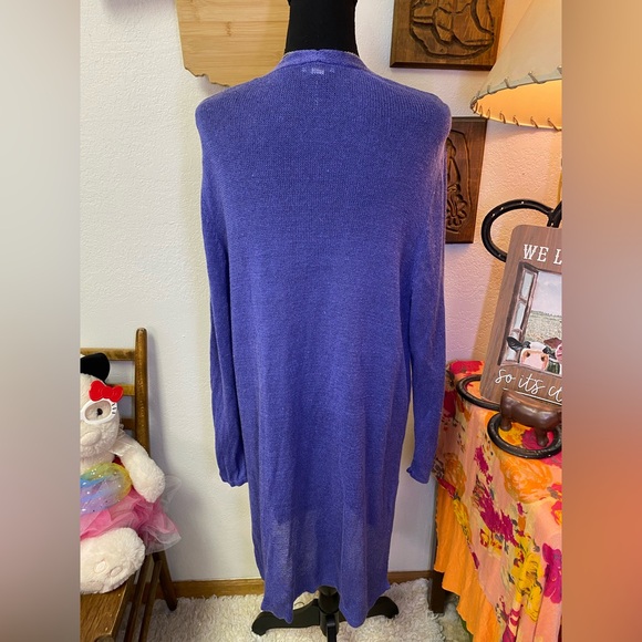 J Jill Cardigan Sweater Duster Lightweight Linen Blend Open Front Tight Knit XL - Picture 5 of 14